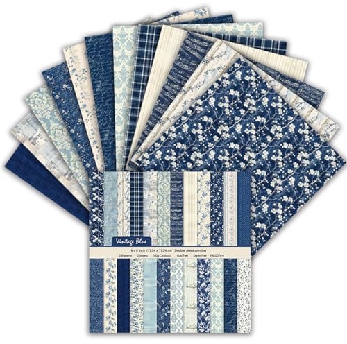 MerwDeeyt Scrapbook Papier 24 Blat Buntes Muster Bastelpapier (Blumen 1) | 15,2x15,2 cm/6x6 in, Doppelseitiges, Blumen Motivpapier, Vintage Dekopapier, für Journal Scrapbooking