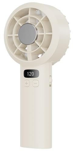 AICPAN Mini Ventilador USB Recargable 3000mAh, Ventilador de Mano Portátil con Pantalla LED, 1-120 Niveles Ajustables, Ventilador Pequeño Silencioso para Viajes Exterior Hogar, Amarillo