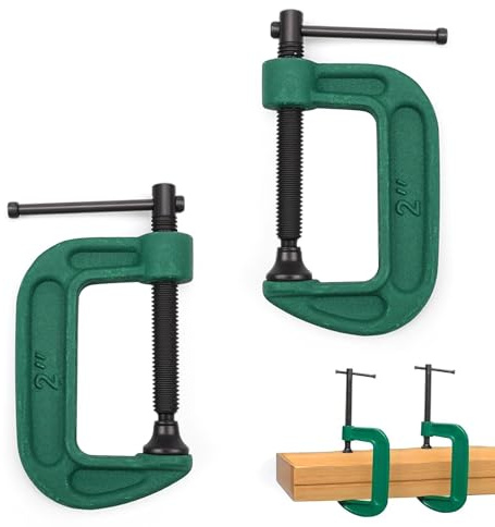 AMONENZ 2 Pièces Pince de Serrage C, Réglable Pince à Vis, Multifonction C-Sauterelle de Serrage, Vert Serre Joint Menuisier Clip de Fixation, pour Travail du Bois, Réparation de Machines, Modélisme