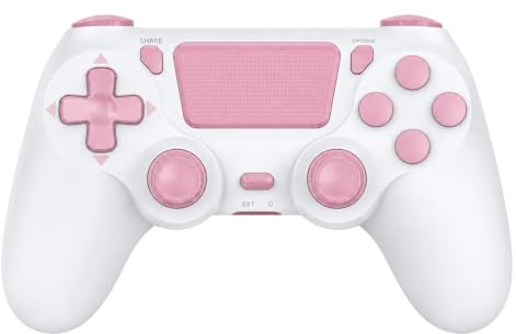 Hycago Manette sans pour PS-4, manette de jeu compatible avec PS-4/Slim/Pro, manette de jeu Bluetooth avec double vibration/écran tactile, capteur gyroscopique à 6 axes, Rose
