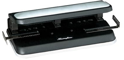 Swingline Perforadora de agujeros de 2-7, ajustable, resistente, fácil de tocar, capacidad de perforación de 32 hojas, negro/gris (74300)