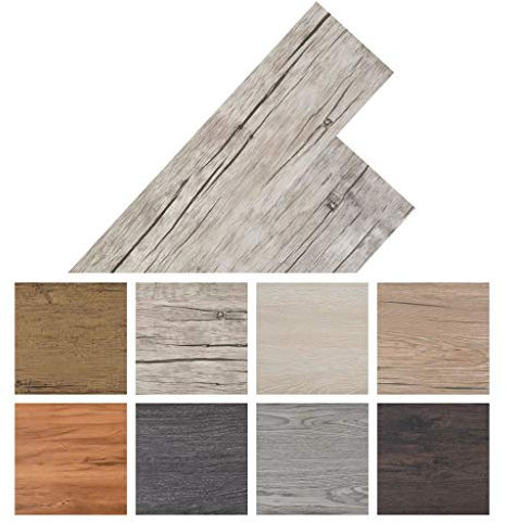 Tidyard Vinyl-PVC Laminat Dielen Selbstklebend, 5,02 m², rutschfest, Wasserfest, Schwer Entflammbar, Schimmelbeständig, für Küche, Bad, Flur oder Wohnzimmer, 4 Dekors wählbar - Eiche Gewaschen