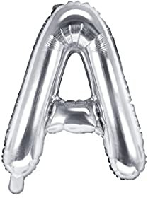 PartyDeco Folienballon Buchstabe A Silber-Geburtstag Hochzeit Jahrestag Folienballon Buchstabe A- Silber Größe ca. 35 cm Verlobung Silvesterparty Folienballon Hel Deko Geburtstag