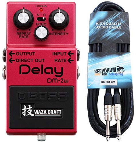 Boss DM-2w Delay Waza Edition Effekt-Gerät + keepdrum Gitarrenkabel 3m