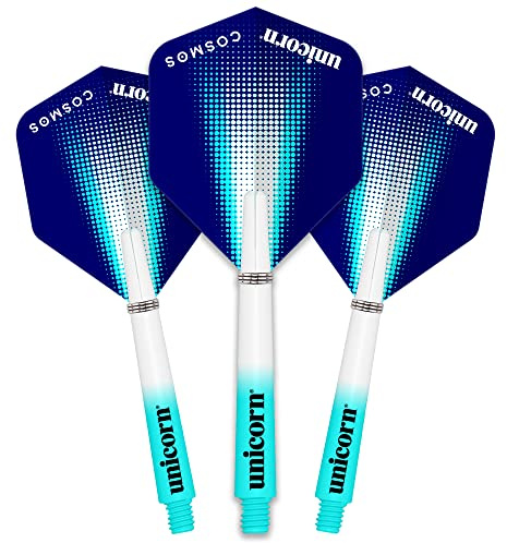 UNICORN Dart Shafts & Flights Set | Gripper 3 Cosmos | Durable Nylon | 3 Short or Medium Stems | 3 Big Wing or Plus Shape Flights