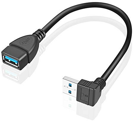 URWOOW 2 Pack SuperSpeed USB 3.0 Angle Male to Female Extension Cable 6 Inch Convertor Adapter Extender Cord Up Angle and Down Angle one Each