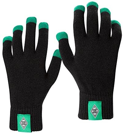 Borussia Mönchengladbach Strickhandschuhe | Offizieller Fanartikel Fohlenshop | Smartphone-kompatibel, Gladbach Handschuhe | Wollhandschuhe (Schwarz, L)