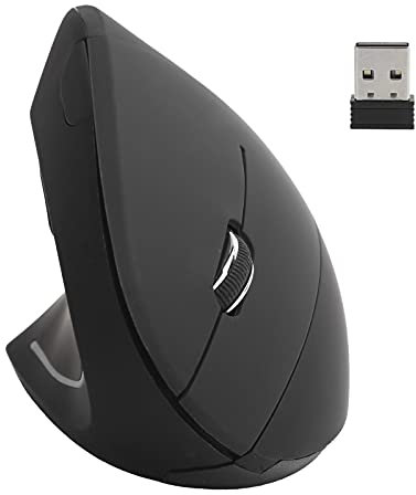 Ratón vertical inalámbrico, ratón vertical óptico ergonómico para la mano izquierda, ratones verticales recargables de 2,4 G con 3 ppp ajustables para ordenador portátil, ordenador de sobremesa(NEGRO)