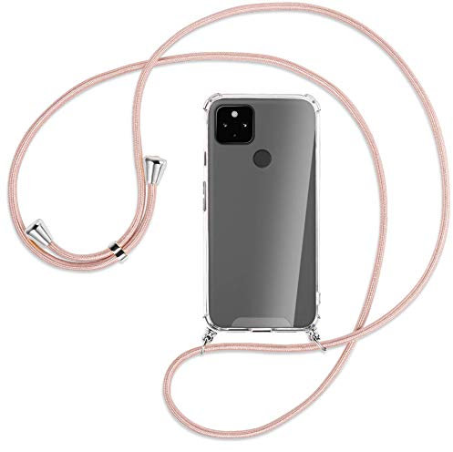 mtb more energy® Handykette kompatibel mit Google Pixel 4a 5G (6.2'') - roségold - Smartphone Hülle zum Umhängen - Anti Shock Full TPU Case