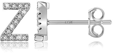 CRYSLOVE Initiale Ohrringen Buchstabe A-Z Alphabet Ohrstecker für Damen 925 Sterling Silber mit Zirkonia Schmuck Valentinstag Geschenke