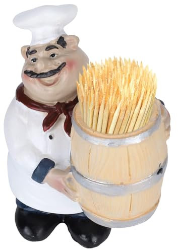 Soporte para palillos de figuras de chef, dispensador de palillos de resina con estatua de chef italiano para mostrador de cocina, restaurante, cafetería, decoración