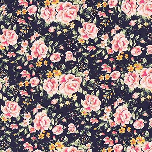 Jersey Stoff Blumen Rosen, Swafing Jonne dunkelblau
