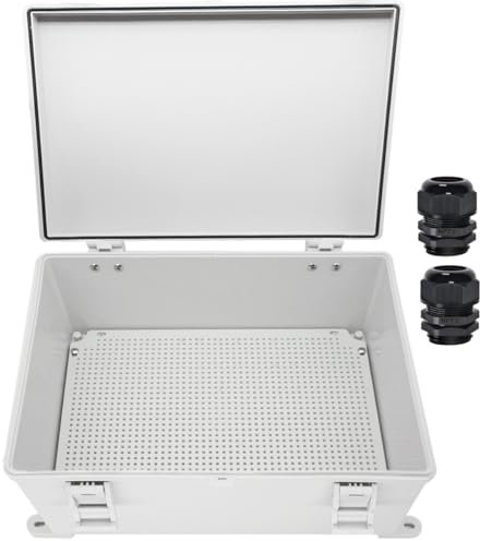 Zulkit Junction Box ABS Plastic Waterproof IP65 Electrical Boxes Hinged Shell Outdoor Universal Project Enclosure with Mounting Plate and Wall Brackets Grey 15.7x11.8X 7.1inch (400x300x180 mm)