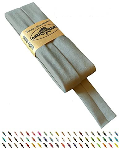 Sandras-Bastelladen Oaki Doki Schrägband/Einfassband Tricot de Luxe Jersey gefalzt 3m x 20mm 022-Vintage Mint