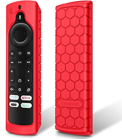 Fintie Silikon-Schutzhülle für Fire TV Stick 4K Max (2. Gen.)/Toshiba/Insignia/Pioneer/2-Serie/4-Serie/Omni Fire TV-Fernbedienung, rutschfest, stoßfest, Alexa Enhanced Sprachfernbedienung, Rot