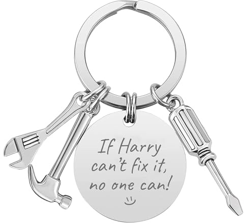 Print Maniacs Personalised Keyring Gifts Fathers Day Dad Daddy Grandad Uncle Keyring Keychain Birthday Christmas Builder Construction Tools Hammer Own Name D1