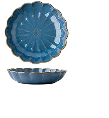 Servizio di Piatti Piastra di ceramica da 7 pollici Piatto da pranzo in ceramica Home Vintage Mano dipinta porcellana rotonda Piatti Creativi Petalo Creativo Metalo a mano Profondo Microonde / Lavasto