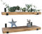 Masterplank Wooden Floating Shelves (Set of 2, 50 cm Long), Rustic Wall Mounted Shelf Board with Seated L Black Brackets - Reclaimed Timber & Handmade Bathroom, Living Room