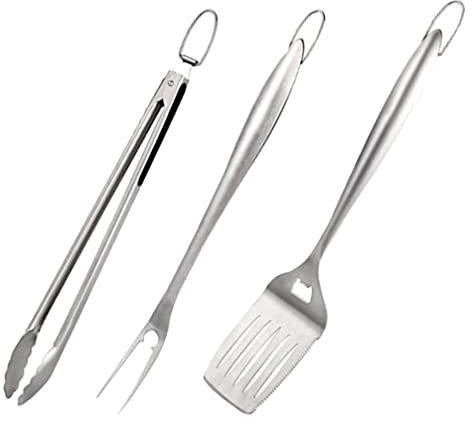 Happyyami 1 Juego Herramienta De Barbacoa Kit De Utensilios De Barbacoa Kit De Parrilla Al Aire Espátula De Barbacoa Pala De Barbacoa Parilla Acero Inoxidable Traje De Tres Piezas