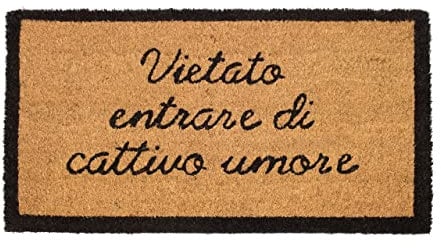BIANCHERIAWEB Zerbino Entrata Ingresso Casa Esterno Antiscivolo In Cocco Funny Vietato Entrare