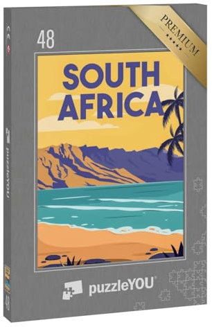 puzzleYOU: Puzzle 48 Teile „Südafrika - Vintage Illustration“