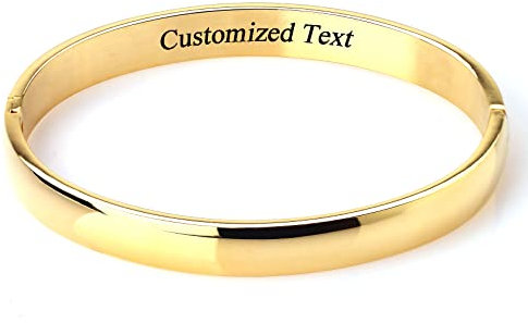 MILAKOO Gravur Damen Armreif Gold Edelstahl Armband Maschette Armband für Damen 6mm Glatt Poliert Oval Armbänder