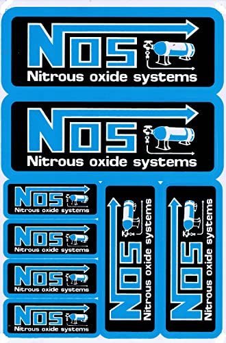 1 Bogen - NOS N.O.S. Gas blau Sticker Motorsport Motocross Auto Tuning Aufkleber Folie 1 Blatt 270 mm x 180 mm wetterfest oder auch für Modellbau