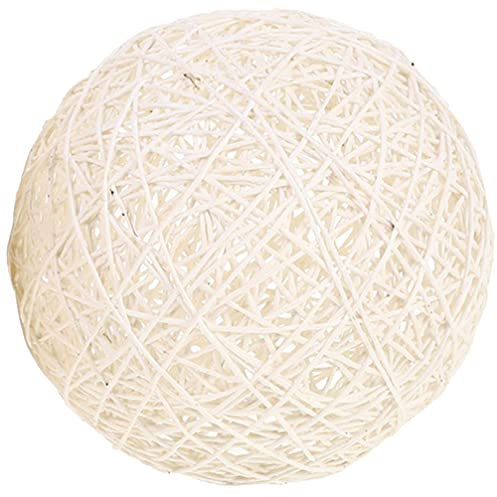 Lurrose Gewebter Lampenschirm Rattan Kugel Lampenschirme Hängelampe Kronleuchter Rattankugeln Hängend Lampenschirm Vintage Pendelleuchte Ersatzschirm Tischlampe für Schlafzimmer Deko Weiß