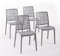 Sillas de resina moderna apilables de polipropileno con fibra de vidrio, para interior, cocina o comedor, exterior y jardín, sillas de restaurante y contract - Anna (4 Sillas, Gris oscuro)
