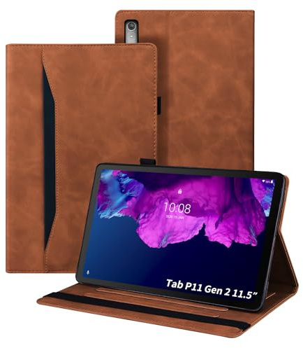 Auslbin Coque pour Lenovo Tab P11 (2nd Gen) 11.5 Pouces TB350FU/TB350XU 2022 Housse de Cuir PU avec Fonction Support Étui de Protection Tablette pour Lenovo Tab P11 (2nd Gen) - Brun