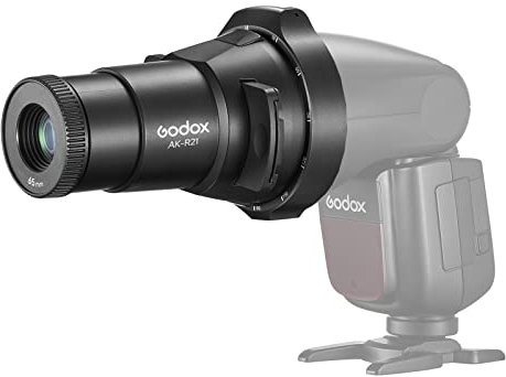 Godox AK-R21 Flash Projector Set with 65mm Projection Lens, Mounting Adapter, Slide Box, 2pcs Slides, Storage Bag for Godox AD100/ AD100 Pro/ AD200/ AD200 Pro/ V1 Series Round Head Flashes