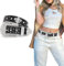 WERFORU Strass Nietengürtel für Damen Männer Western Ledergürtel für Cowgirl Cowboy Vintage Bling Gürtel für Hosen Kleid