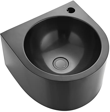Wandmontiertes Universalwaschbecken, Handwaschbecken, Badezimmer-Waschbecken, kleines Waschbecken aus Edelstahl mit Wasserhahn und Abfluss-Kombination