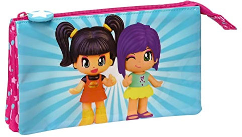 Safta PINYPON - Dreifach-Federmäppchen, für Kinder, ideal für Kinder im Schulalter, bequem und vielseitig, Qualität und Widerstand, 22 x 3 x 12 cm, Rosa/Blau, Rosa/Blau, Estándar, Lässig