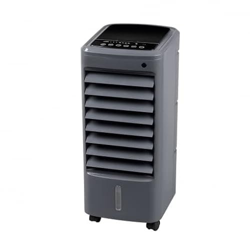JATA JVAC2002 - Climatizador Portátil, Purificador y Humidificador. Enfriador de aire. Evaporativo. 3 velocidades. 4 L. Acumuladores para hielo. Silencioso Gris