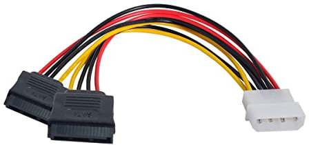 CY Cavo di alimentazione IDE a 4 pin da maschio a doppio SATA femmina, cavo di prolunga da 1 a 2, 12 V + 5 V