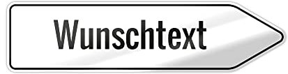 PrintPlanet® Pfeilwegweiser mit eigenem Text personalisiert - Alu-Dibond 3 mm Weiß - Verschiedene Größen - Layout 6