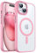 CANSHN Cover Magnetica Trasparente per iPhone 15, [Compatibile con MagSafe] Custodia Protettiva Antiurto per Telefono - Rosa