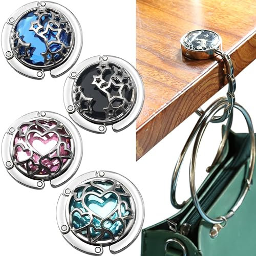 SUQ 4 Pezzi Gancio per Borsa per Tavolo, Ganci per Tavolo Appendi di Metallo, Gancio Porta Borsa di Tavolo, per Borsa y Decorazione Natalizia, Camino, Zainetto, Regge 10 chili
