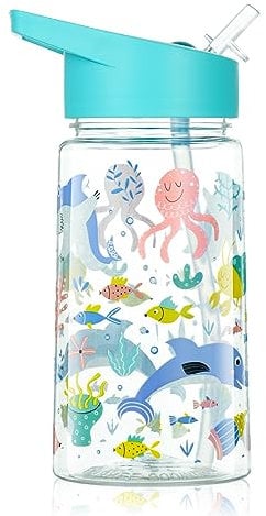 Flintronic Gourde Isotherme Enfant, 450ML Bouteille Enfant avec Paille, Sans BPA Tritan, Bouteille d'eau Anti-fuite Réutilisable pour Ecole