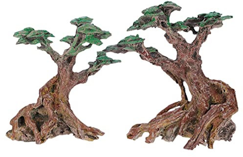 NURCIX 1 Paar Aquarium-Pflanzendekoration Harz Aquarium Bonsai Bäume Atmosphärische Ornamente Dekorative Baum Aquarium Baumstumpf