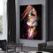 LSYALUCK Peinture sur Toile Femme Visage Graffiti Street Art Abstrait Affiches Impressions Femme Portrait WallArt Photos Home Decor Image 80x100cm(32x39in) Cadre Intérieur