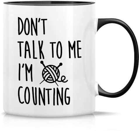 Retreez Funny Mug - Don't Talk To Me I'm Counting Knit Knitting Crochet 11 Oz Ceramic Coffee Mugs - Funny, Sarcasm, Sarcastic, Inspirational birthday gift - White Mug with Black Handle and Inner