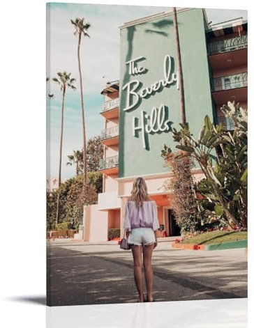 MUTYNE Beverly Hills Iconic Poster Dekorative Malerei Leinwand Wandkunst Wohnzimmer Poster Schlafzimmer Malerei 08x12inch(20x30cm)