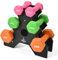 JUNGLE STONE Neoprene Dumbbells Set with Stand, Hand Weights for Women Men Arm Pilates Set, 2 x 1KG, 2 x 2KG, 2 x 3KG, Neoprene Matte Finish for Home Exercise