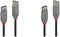 LINDY 36701 USB 2.0 Type A Extension Cable, Anthra Line - Black, 0.5m (Pack of 2)