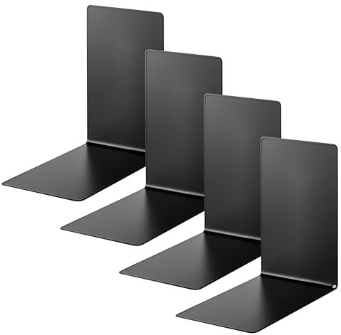 Alco-Albert 4301-11-4 - serre-livres en métal, 4 pièces, noir, 14 x 14 x 8,5 cm, pour l'école, le bureau et la maison
