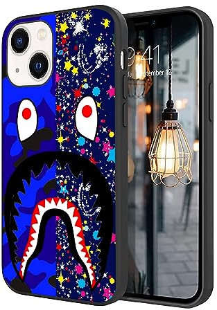 Generic Kompatibel mit iPhone 15, Cartoon-TPU, Rundumschutz, stoßfest, Fallschutz (Fashion-Bape-Shark-2)