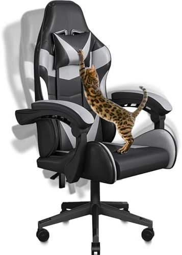 BASETBL Gaming Chair Resistant to Cat Biting and Scratching, Ergonomic Computer Chair Linkage Soft Armrest Tilt Lock Function, Office Swivel Chairs for Adults Teen Office Home Game, Black