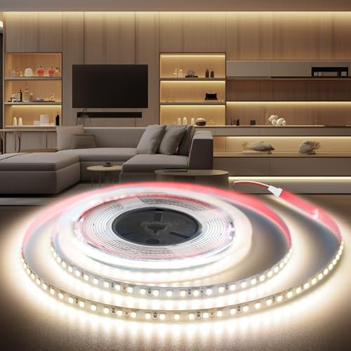 BRIMETI LED Streifen 24V Selbstklebend LED Strip 5M 4000K Neutralweiß 8mm Breite 2400LEDs, Flexibel Licht Band Leiste DIY IP20, für TV, Beleuchtung Schlafzimmer(ohne Netzteil)